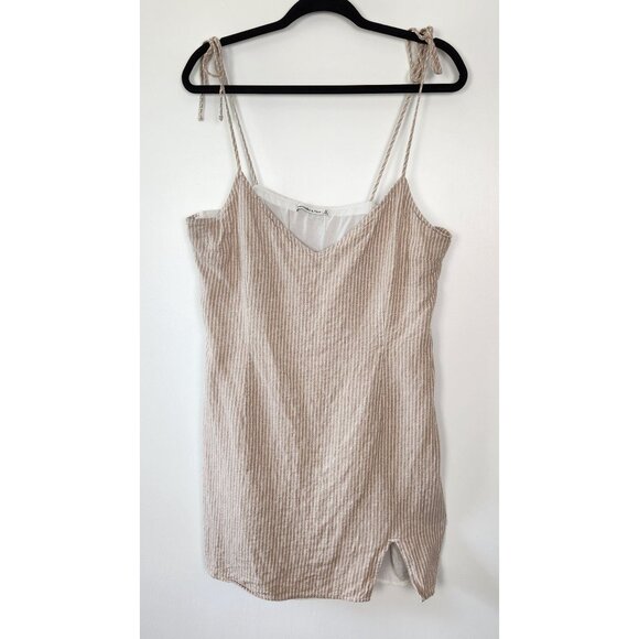Abercrombie & Fitch Linen Blend Spaghetti Tie Strap Long Top or Short Dress, XL - Picture 1 of 8